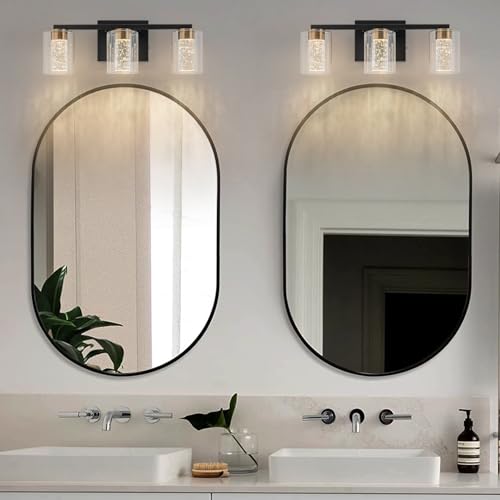 3 Light Black and Gold Vanity Light with 3 Color Modes