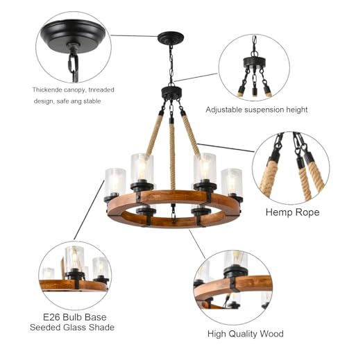 26" Wood Wagon Wheel Chandelier (6 Count)