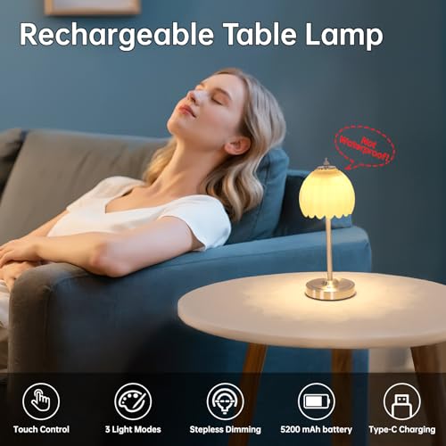 Tulip Table Lamp with 5200mAh Battery & Touch Control