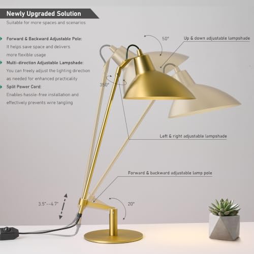 Desk Lamp Modern Industrial 100% Metal Adjustable Table Lamp 24"