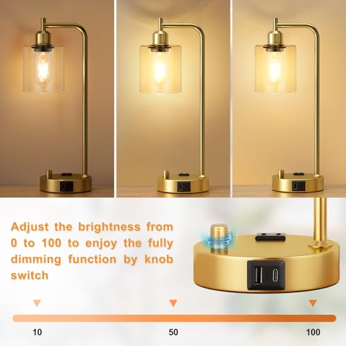 Industrial Table Lamp for Bedroom Set of 2 (2 Count)
