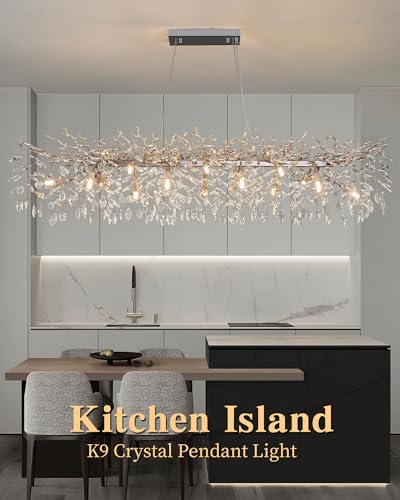 Modern Tree Branch Crystal Chandelier Luxury Silver Crystal Pendant Lighting 47.2" Contemporary 14