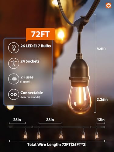 LED Outdoor String Lights 72FT (72 Foot)