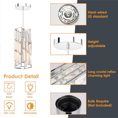 Modern 1 Light Crystal Pendant Light Kitchen Island (2 Count)