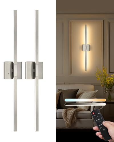Nickel Battery Operated Wall Sconces Set of 2 (2 Count)