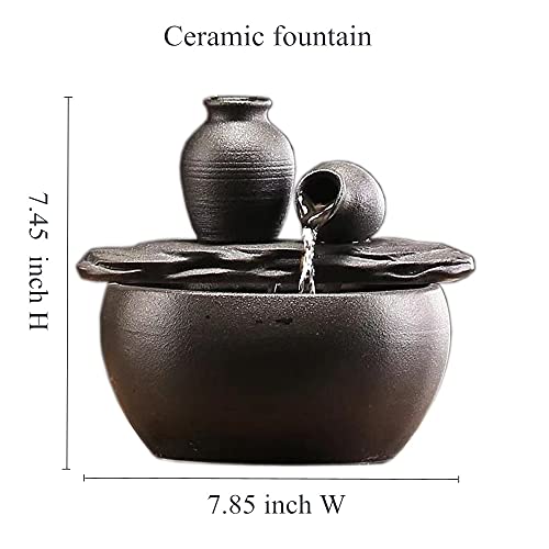 Ceramic Tabletop Fountain for Indoor and Home Decoration Table Desk Office Patio