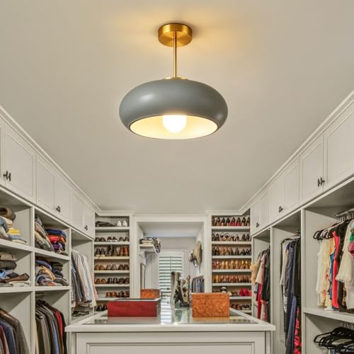 Gray Semi Flush Mount Ceiling Light Mid Century Light Fixture Nursery Close to Ceiling Lights Hallway Gold Semi Flush Mount Lamp Modern Porch Glass Chandeliers Entryway Overhead Light