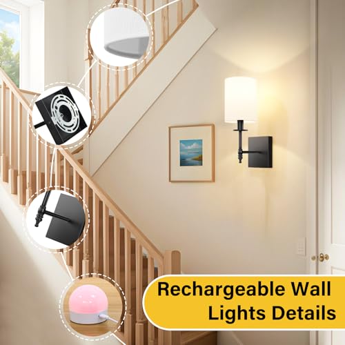 14 Inch Black Battery Operated Wall Sconces Set of 2 (2 Count)