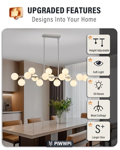 55" Long Chandeliers for Dining Room Kitchen Island