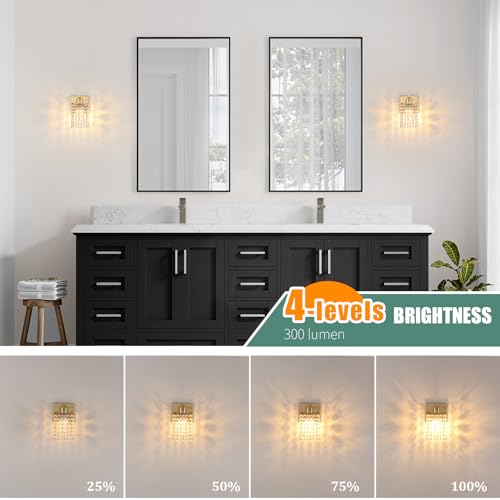 Set of 2 Crystal Battery Operated Wall Sconce (2 Count)