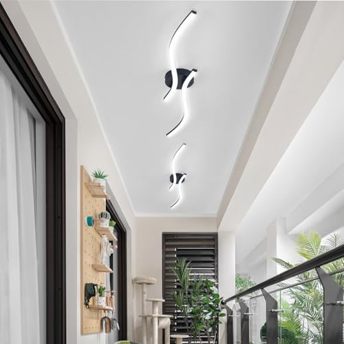 28W Linear Ceiling Light Black Modern LED Ceiling Light Fixture 6000K Aluminum 47.24Inch Long Ceiling Lamp for Hallway (2 Count)