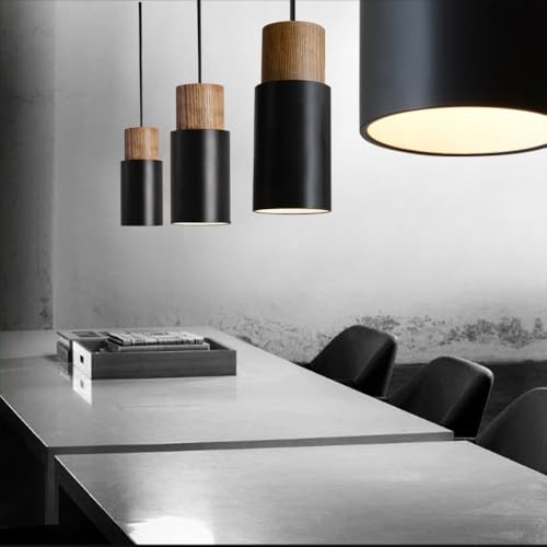 Black and Wood Pendant Light