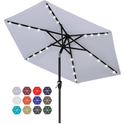 Solar Led Patio Umbrella with 24 Lights 7.5FT