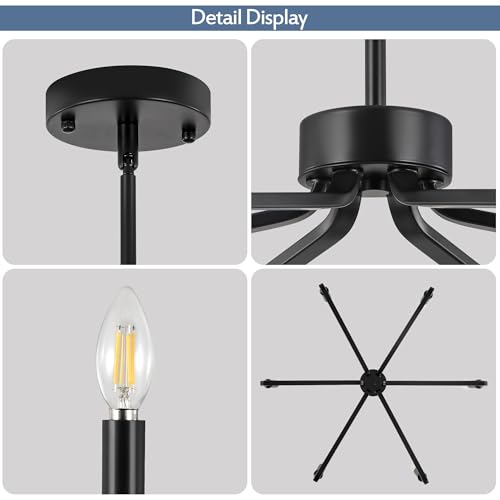 6 Light Black Farmhouse Chandelier