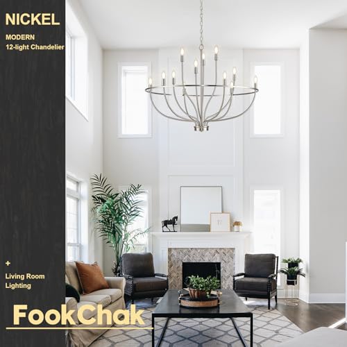 12 Light Brushed Nickel Chandelier