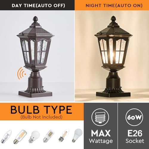 Dusk to Dawn Outdoor Post Lights with Pier Mount Base