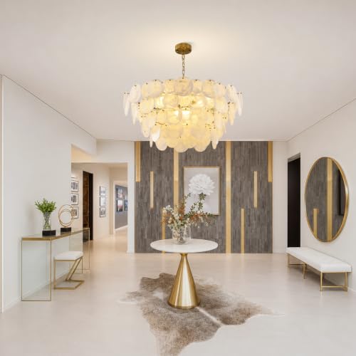 Large Gold Modern Glass Chandelier