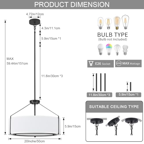 20Inches Drum Chandeliers