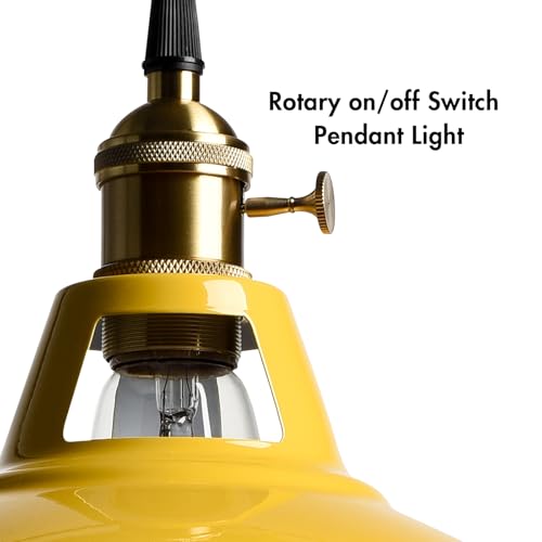 Modern Pendant Light Yellow Metal Adjustable Hanging Kitchen Light