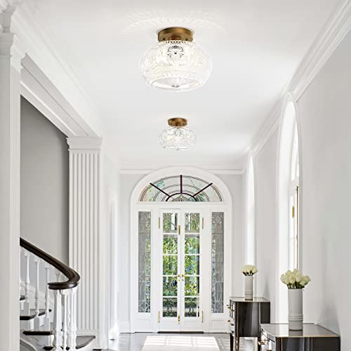 Globe Glass Semi Flush Mount Ceiling Light Fixture