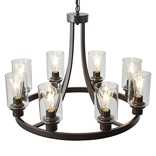 8 Lights Farmhouse Wagon Wheel Chandelier