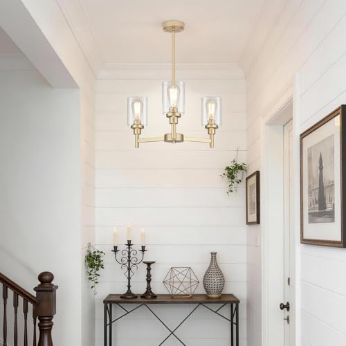 3 Light Gold Chandelier 23"