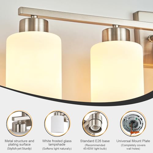Brushed Nickel Bathroom Light Fixtures Vanity Lights Over Mirror