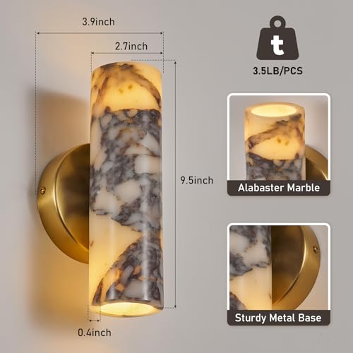 Natural Marble Wall Sconces Set of 2