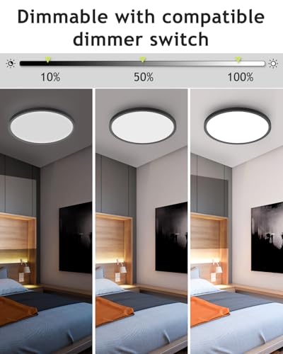 6PACK Flush Mount LED Ceiling Light Fixture Black (6 Count)