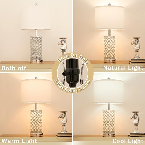 24in Crystal Table Lamp Bedroom Lamps for Night Stand Bedside