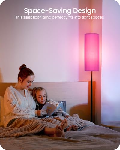 Dimmable Purple Floor Lamp for Living Room with Remote and Foot Switch