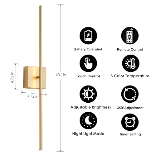 Rechargeable Wall Sconces Battery Operated Set of 2 (2 Count)