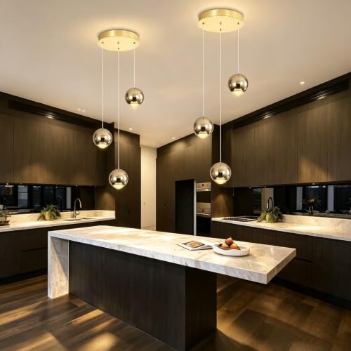 3 Light Modern Gold Pendant Light Hanging Light for Kitchen Island