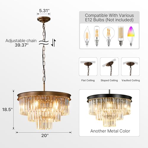 Vintage Antique Crystal Pendant Chandelier