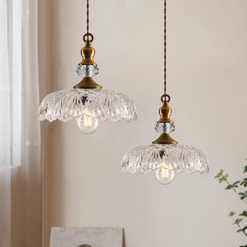 Vintage Glass Pendant Light Fixture 2 (2 Count)