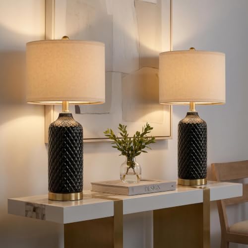 24.25" Ceramic Table Lamps for Living Room Bedroom Modern Lamps Set of 2 (2 Count)