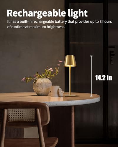 2 Pack Cordless Gold Table Lamps (2 Count)