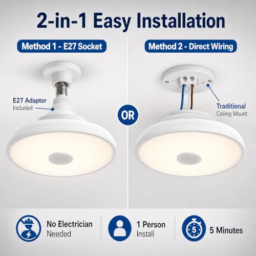 Bathroom LED Music Ceiling Light Fixture with Bluetooth Speaker