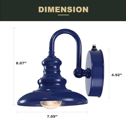 Dusk to Dawn Sensor Outdoor Gooseneck Barn Light Fixtures Blue