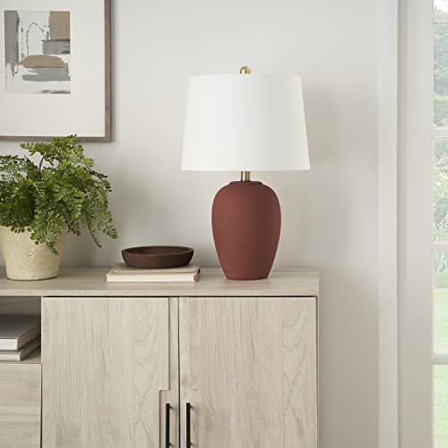 Home 23" Rust Orange Ceramic Pot Table Lamp for Bedroom