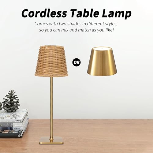 Outdoor Waterproof Cordless Wireless Rechargeable Portable Top Touch Battery Operated Powered LED Table Lamp Desk Lamp Lights for Restaurant Kitchen Patio Dinner Dining