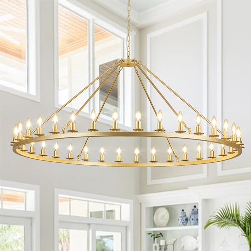 Gold Wagon Wheel Chandelier 60