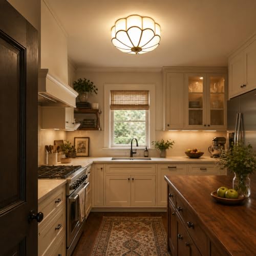 14 Inch Brass Flush Mount Ceiling Light