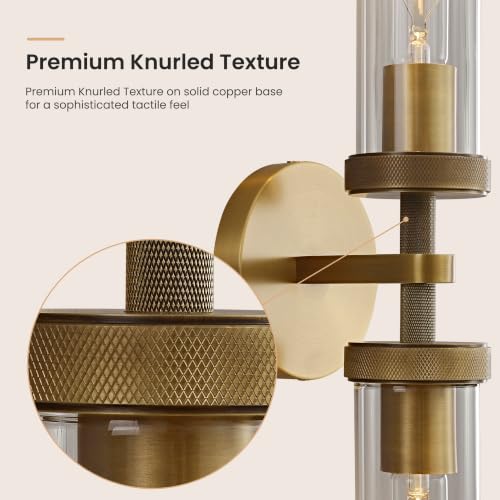 24 in Bathroom Sconces Set of 2 Linear Brass Sconce Hardwired (2 Count)