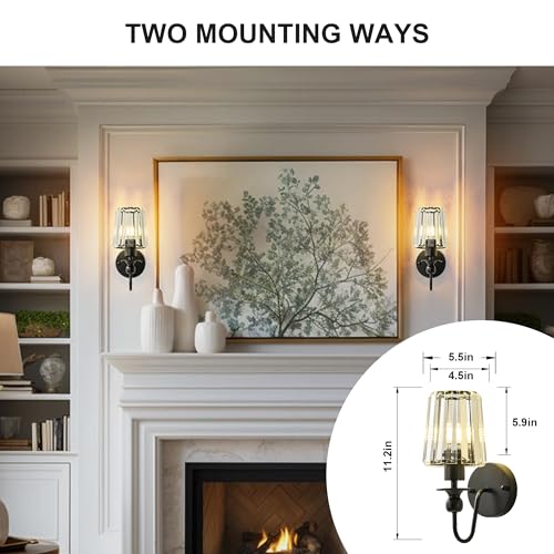 Hardwired Crystal Wall Sconces Set of 2 (2 Count)