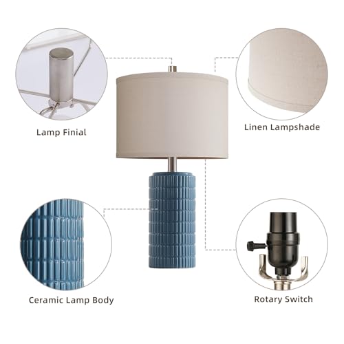 23" Set of 2 Farmhouse Ceramic Table Lamps for Living Room (2 Count)