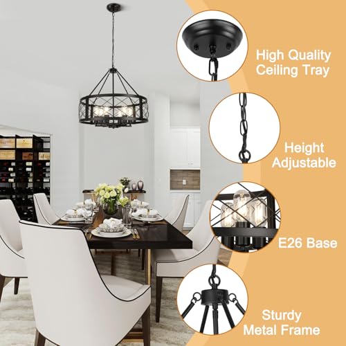 6 Light 22.5'' Farmhouse Chandelier for Dining Room Light Fixture (6 Count)