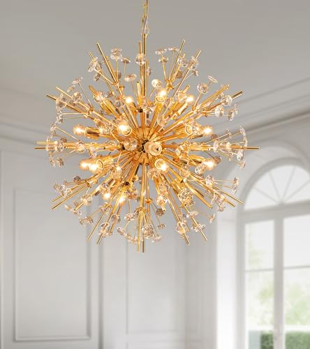 Modern 20 Light Gold Sputnik Chandelier