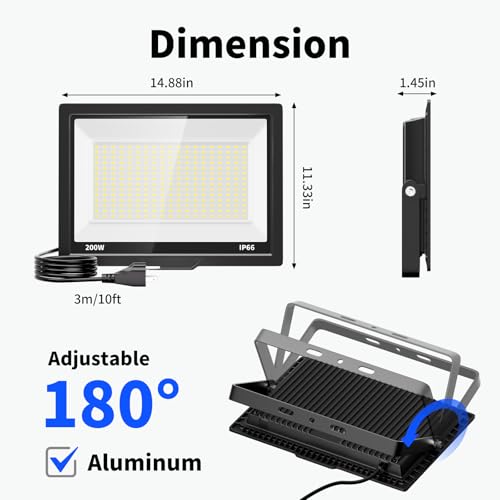 2 Pack 200W LED Flood Lights Outdoor (2 Count)