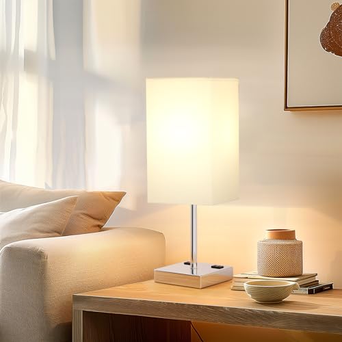 17.4" White Touch Table Lamp for Bedroom